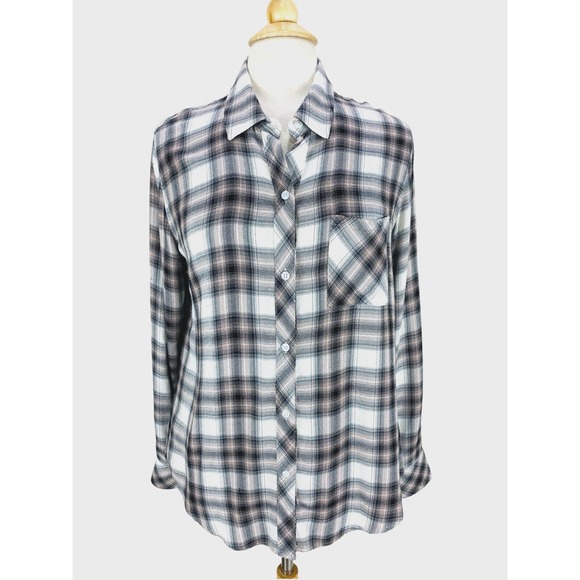 Rails Tops - Rails‎ Hunter Plaid Shirt size M Ivory Coal Blush Long Sleeve Button Down